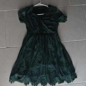 Elegant Green Lace Kids Dress
